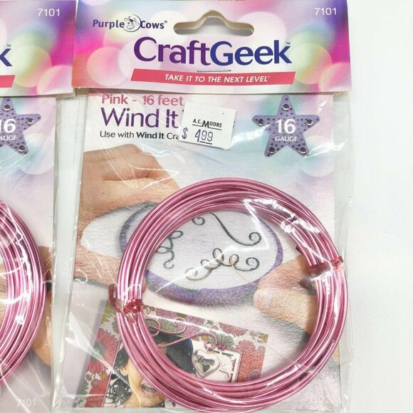 Purple Cows CraftGeek Wind It Wire Pink 16 Ft 16 Gauge Jewelry Crafting Supplies - Picture 2 of 6